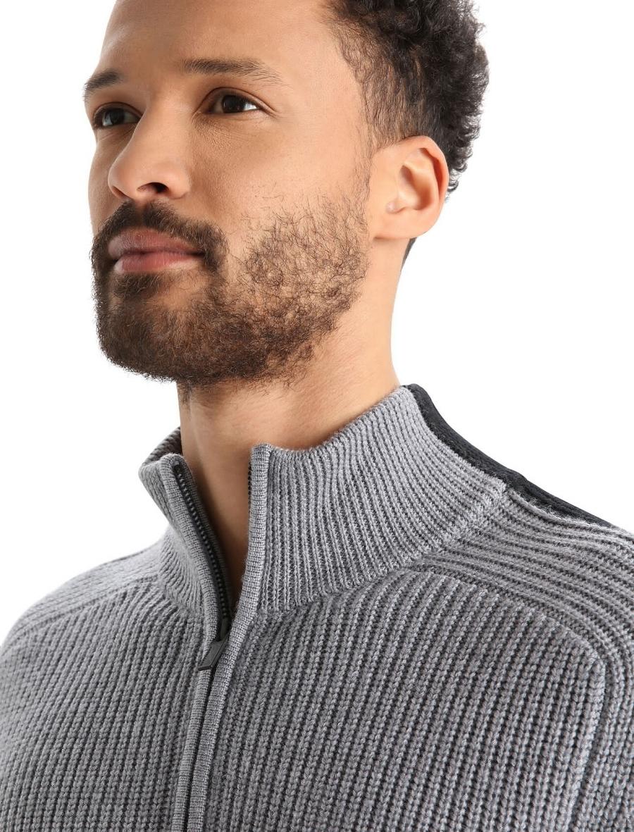 Chandails Icebreaker Merino Lodge Long Sleeve Half Zip Homme Grise Noir | FR 1212MQZA